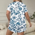 thumbnail image 6 of Plus Size Sets for Women Clothing 2 Piece, Printed Short Sleeve Pullover Top and Elastic Waist Shorts Set for Sleepwear Light Blue XXXXXL, 6 of 6