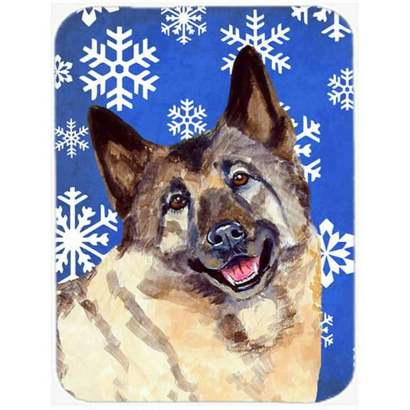 Norwegian Elkhound Winter Snowflakes Mouse Pad, Hot Pad Or Trivet - 7.75 x 9.25 In.