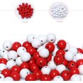 thumbnail image 2 of White Red Wooden Beads 20mm Wood Round Beads 4mm Hole Colored Wood Beads Bulk Loose Spacer Beads for Craft/ Beading Supplies Home Decor, 50Pcs, 2 of 6
