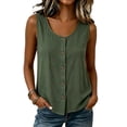 thumbnail image 3 of ClodeEU Women's Scoop Neck Button Down Sleeveless Tank Top,Casual Blouse for Summer Army Green,Women's Plus L, 3 of 9