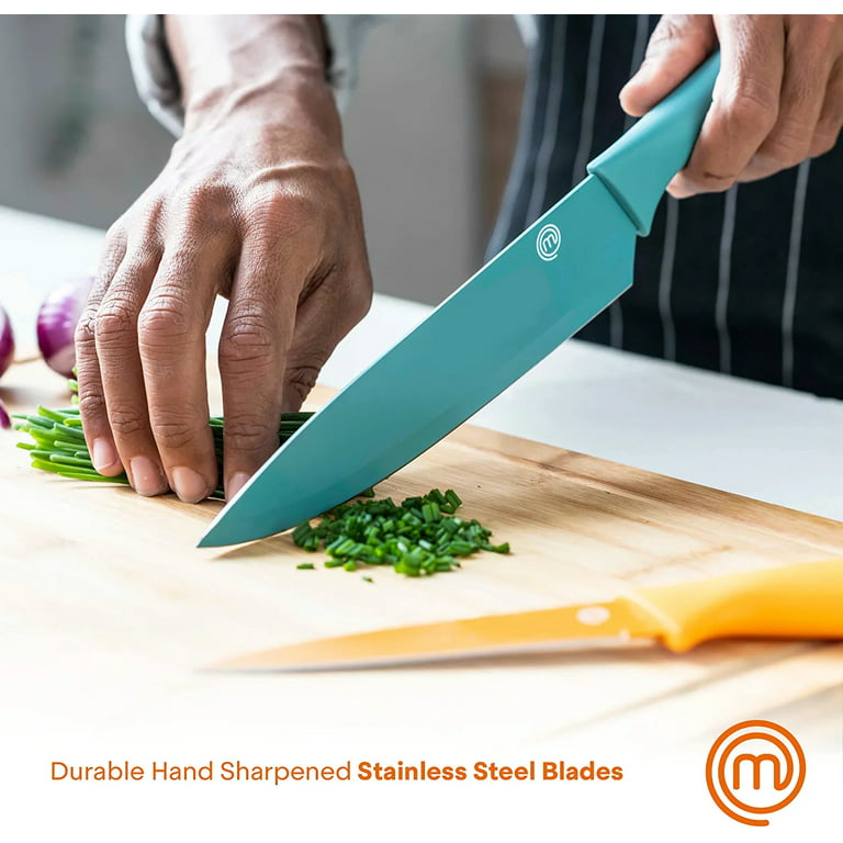 Master Maison 15-Piece Durable Professional Kitchen Knife Set - BBQ Knives, Chef Knives, Kitchen Knives - Honing Rod, Knife Sharpener, 6 Knife