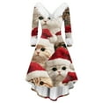 thumbnail image 2 of Christmas Dresses for Women Women's Fashion V-Neck Casual Slim Fit Christmas Print Furry Party Long Sleeve Dress for Festive Occasion,Wine,L, 2 of 4