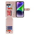 thumbnail image 6 of ELEHOLD Luxury Wallet Case for iPhone 14  6.1" Card Slots Zipper Purse Stand Function with Crossbody Strap Wrist Strap PU Leather Shockproof Case, Rosegold, 6 of 7
