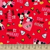 Disney Valentine Sealed With A Kiss, Red, 100 Percent Cotton, 43/44"W, Fabric by the Yard