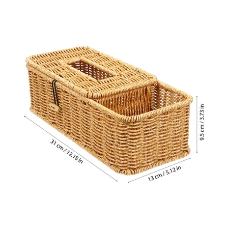 WHAMVOX  Wicker Rectangular Tissue Holder Paper Towel Multifunctional Box