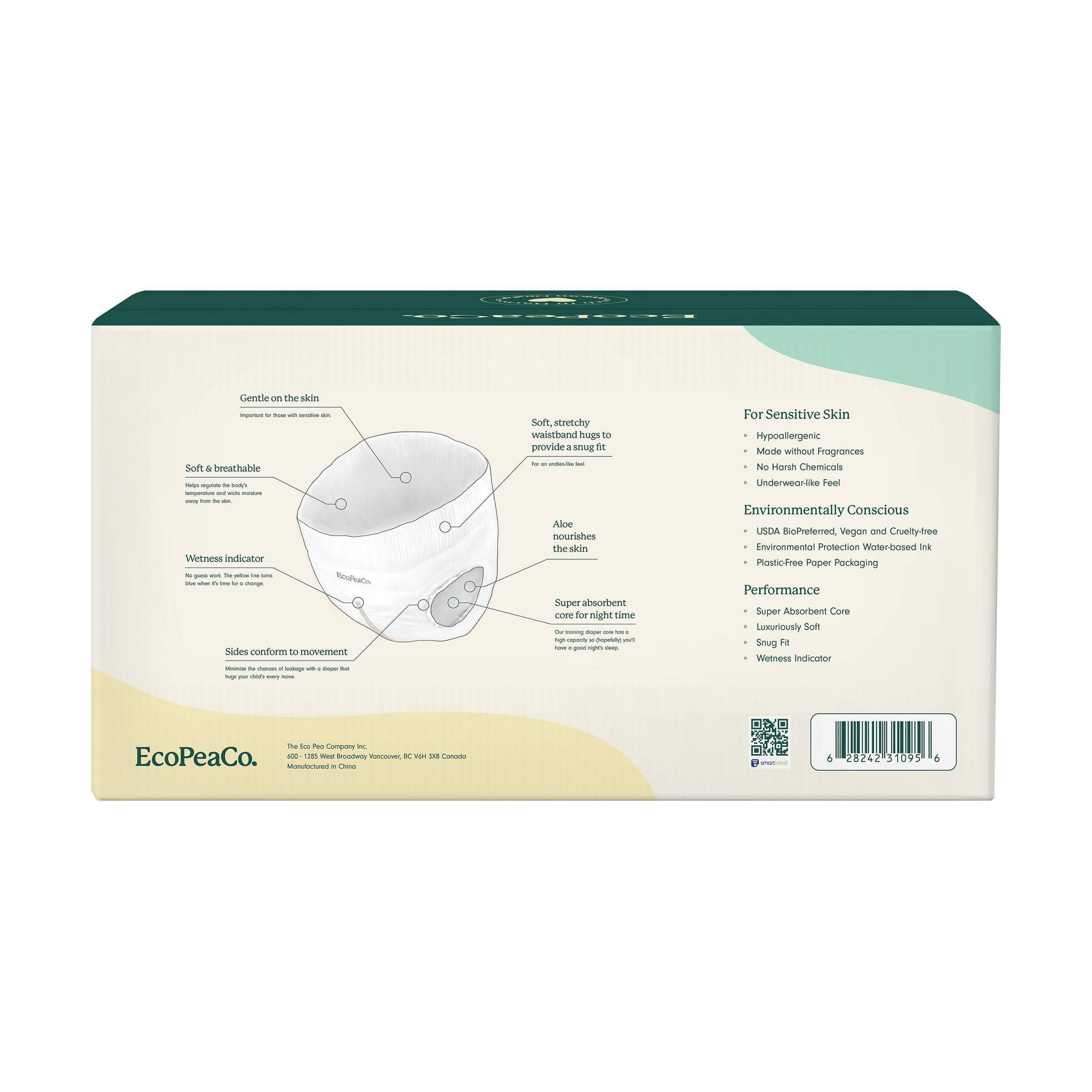 Bamboo Disposable Diapers - Made with Organic Bamboo and Viscose - Size 4T-5T - 60ct