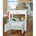 thumbnail image 3 of Linon Cameron Wood Granite Top Rolling Kitchen Cart Ample Storage in White, 3 of 3