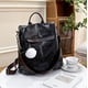 thumbnail image 3 of Mochila para Mujer (Negro, con Adornos de Bolas de Piel), Mochila para Mujer de PU, Bolso de Viaje de Cuero antirrobo Impermeable con Cremallera Oculta para Mujer, 3 of 5