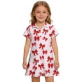thumbnail image 2 of CCRFTGI Polo Dresses for Kids Girls Size 10-12 School Uniform Casual Bowknot Print Pleated Flare Skater Polo Dresses Back To School Summer Button-Down Collar Pique Polo Dress Hot Pink 9-10 Years, 2 of 5