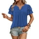 thumbnail image 4 of Camisetas Casuales de Manga Corta de las Mujeres con Cuello en V, Cuello Redondo, Color Sólido Blusa Ligera de Poliéster, 4 of 8