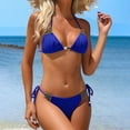 thumbnail image 4 of RYRJJ Bikini Sets for Women Two Piece Cheeky Bathing Suit Halter Triangle Bikinis String Tie Side Swimsuits(Blue,XL), 4 of 9