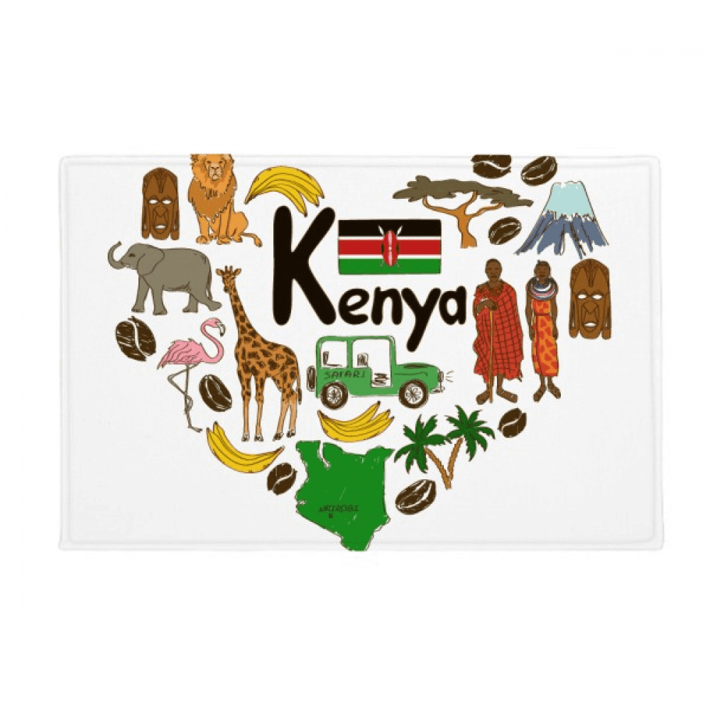Kenya Love Heart Landscap National Flag Ground Mat Non Slip Floor