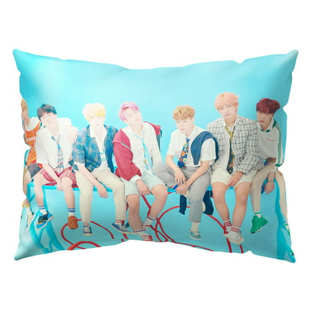 Fancyleo 1 Pcs BTS Pillowcase Kpop Bangtan Boys Soft Throw Pillow Case One Sided Pattern Home Decor Best Gift for The Army(Only pillowcase, without