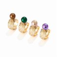 thumbnail image 3 of Womens Colorful Pearl Index Finger Ring Gold Plated Geometric Inlaid Gemstone Fashion Jewelry Gift Fashionable, 3 of 3