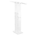 thumbnail image 1 of KFFKFF Podium Stand, 50-Inch Acrylic Lectern, Portable Laptop Desk with Wide Reading Surface and Storage Shelf, Book Stopper, Floor-Standing, 1 of 9