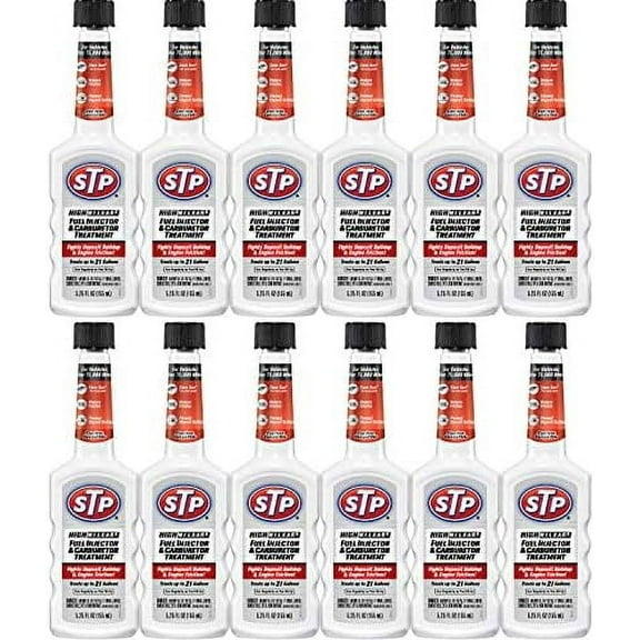 STP High Mileage Fuel Injector Cleaner and Carburetor Cleaner Treatment, Bottled Lubricant for Upper Cylinder, 5.25 Oz, 12 Count, STP