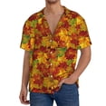 thumbnail image 1 of Fotbe Vintage maple leaf autumn Camisa Estampada de Manga Corta para Hombre, Casual de Verano, Estilo Playero, Sin Arrugas-Large, 1 of 5
