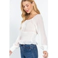 thumbnail image 2 of Long Slv Smocked Chiffon Top, 2 of 16