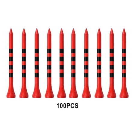 100Pack Bamboo Golf Tees Stripe Mark Scale Unbreakable Long Durable High Performance Golf Accesories for 83mm Red, As Described