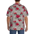 thumbnail image 5 of Xecao offers the Rose Flowers for Men's Casual Short-sleeved Shirt, a button-up collared shirt with a pocket, perfect for beach vacations and yacht travel in the X-Large size., 5 of 7