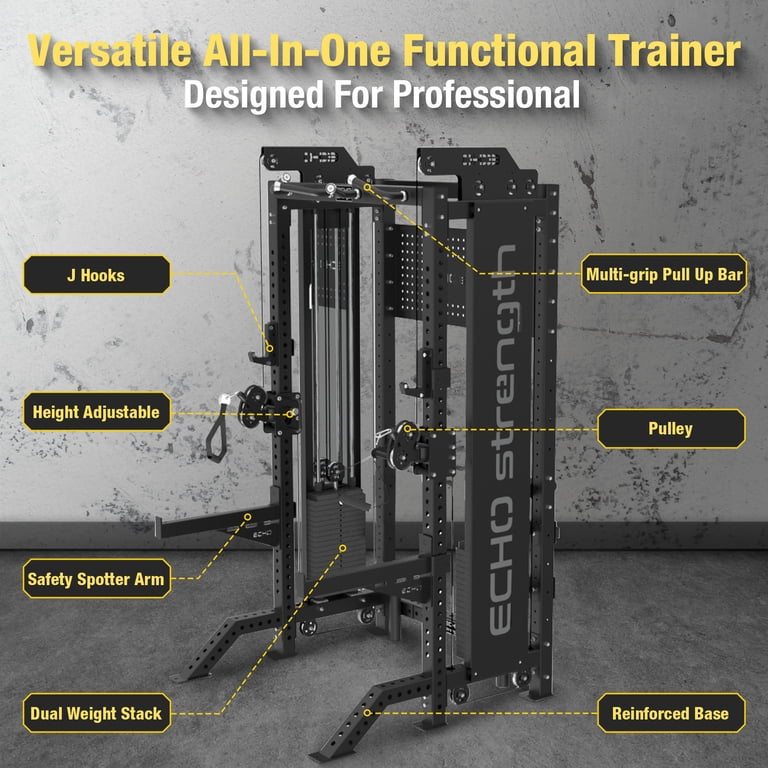 Commercial Functional Trainer Cable Machine with Dual Weight