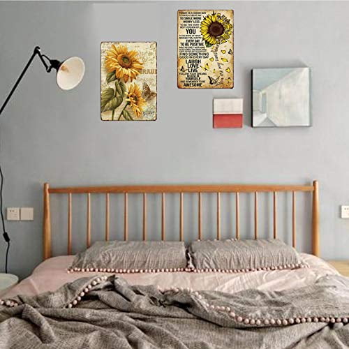 TISOSO Sunflower Farmhouse Decor Vintage Style Sign Inspirational Quotes Wall 