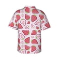 thumbnail image 4 of Pink Strawberry Men'S 3d Print Casual Button Down Shirts, Novelty Hawaiian Short Sleeves S, 4 of 8