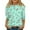 Cyan, variant on Girls Shirts Size 5-12 Fall 3/4 Sleeve Tops Round Neck Trendy Going Out T Shirts 2025 Floral Print Half Sleeve Outfits