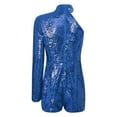 thumbnail image 4 of iEFiEL Women's Sparkly Sequin Shorts Jumpsuits One Shoulder Long Sleeve Romper Party Club Outfit Royal Blue XL, 4 of 7