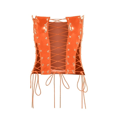 HYSYSB Strapless Bras for Women balconette Bras tube Tops for Women with Built in Bra bralettes for Women corset Belt Wide Self Tie Vest Bra Strap half Bras for Women Strapless Orange L