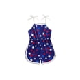 thumbnail image 2 of Aojekbee Kid Girls Jumpsuit, Tie-up Spaghetti Straps Stars Print Romper 4th of July Clothes, 2 of 10