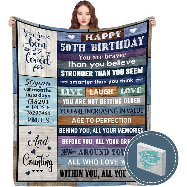 LHSHID 50th Birthday Gifts for Men Women Gifts for 50 Year Old Women Men Turning 50 50 Years Old Gifts for Men Women 50th Birthday Gift Blanket 30"x40"
