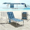 thumbnail image 3 of Outsunny Tanning Chair with Face Hole and Side Table, Blue Stripe, 3 of 10