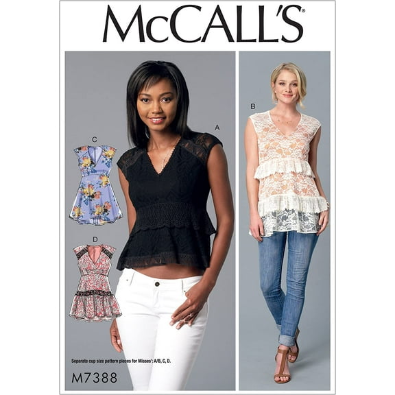 McCall's 7388 Misses' V-Neck, Empire-Waist Tops (6-14) Sewing Pattern