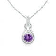 thumbnail image 1 of Angara Collier en Améthyste Naturelle - Pendentif Solitaire en Améthyste Ronde Nœud Infini en Platine pour Femmes, 1 of 8