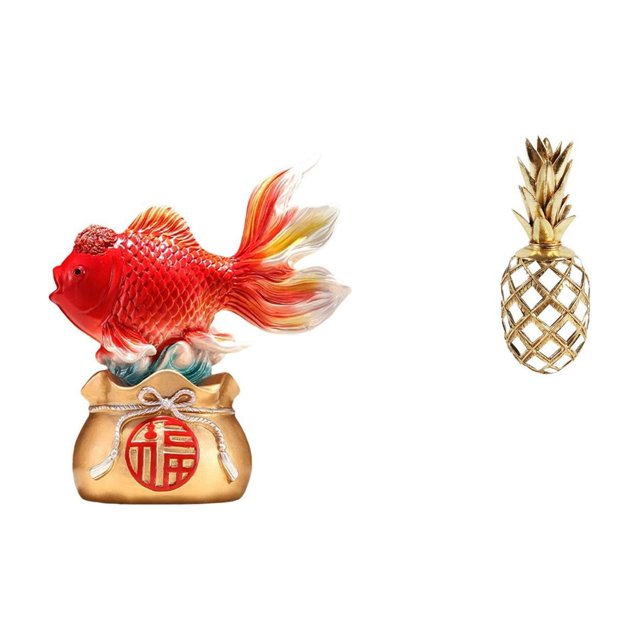 Estatua de Feng Shui chino, escultura de resina, figura decorativa, adorno de carpa koi dorada, artesanía artística única en resina, ideal para de