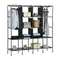 thumbnail image 4 of 67 Inch Gray Portable Clothes Closet, Non-Woven Fabric Steel Tube PP Plastic Storage Wardrobe with 12 Shelves & Hanging Rod, Space Saving for Small Room Walk-in Closet, 4 of 12