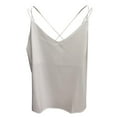 thumbnail image 4 of Beach Vacation Clothes for Women Cute Tops Women Silk Dip Tops 4 1 Crop Top Bra Top Clothes Shirts with Bra with Blouse Busty Warm Womens Silk Satin Camisole Tank V Neck Beige XL, 4 of 6