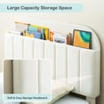 thumbnail image 4 of Tamaño completo-size forrado platform marco de cama con estante de libros cabecero, velvet cama de plataforma mattress foundation, heavy-duty steel support legs, fácil montaje, noise-free, beige, 4 of 7