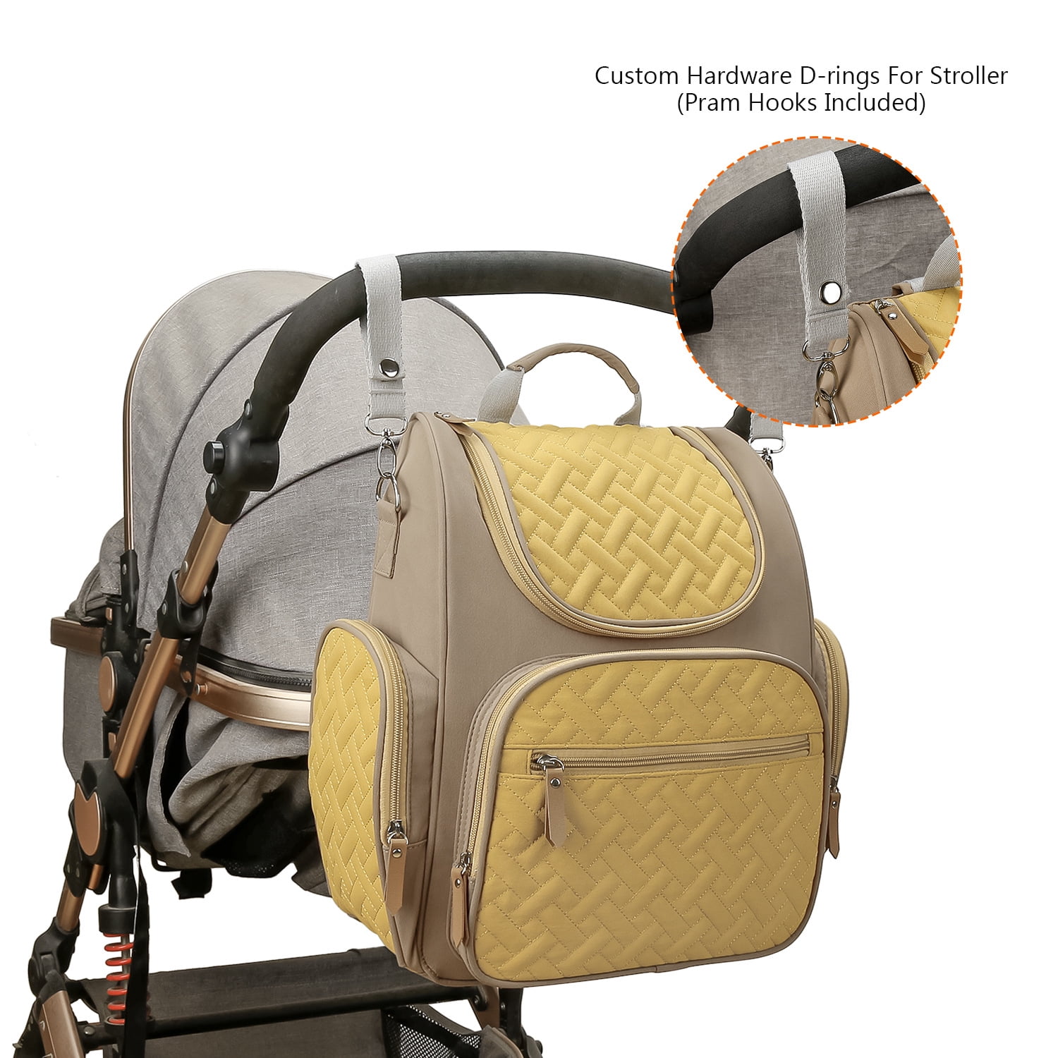 Mommy Bag, Maternal Child Bag, Outdoor Lightweight Handbag, Large-Capacity Backpack for Baby, Diaper Baby Bottle Storage Bag(Yellow)