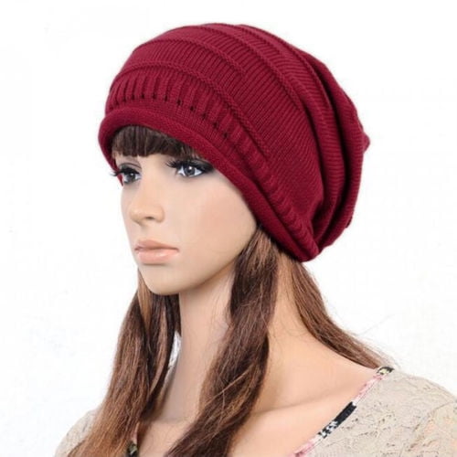 Unisex Womens Mens Knit Baggy Beanie Hat Winter Warm Oversized Ski Slouch Cap