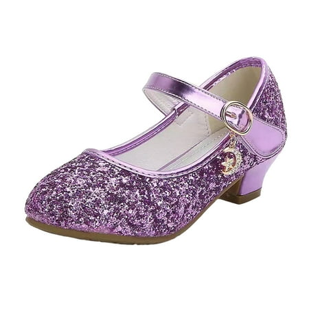 

LYMAYTER Girls Dress Shoes Mary Jane Sparkle Wedding Party Glitter Dress Shoes Low Heel Princess Shoes for Kids Toddler