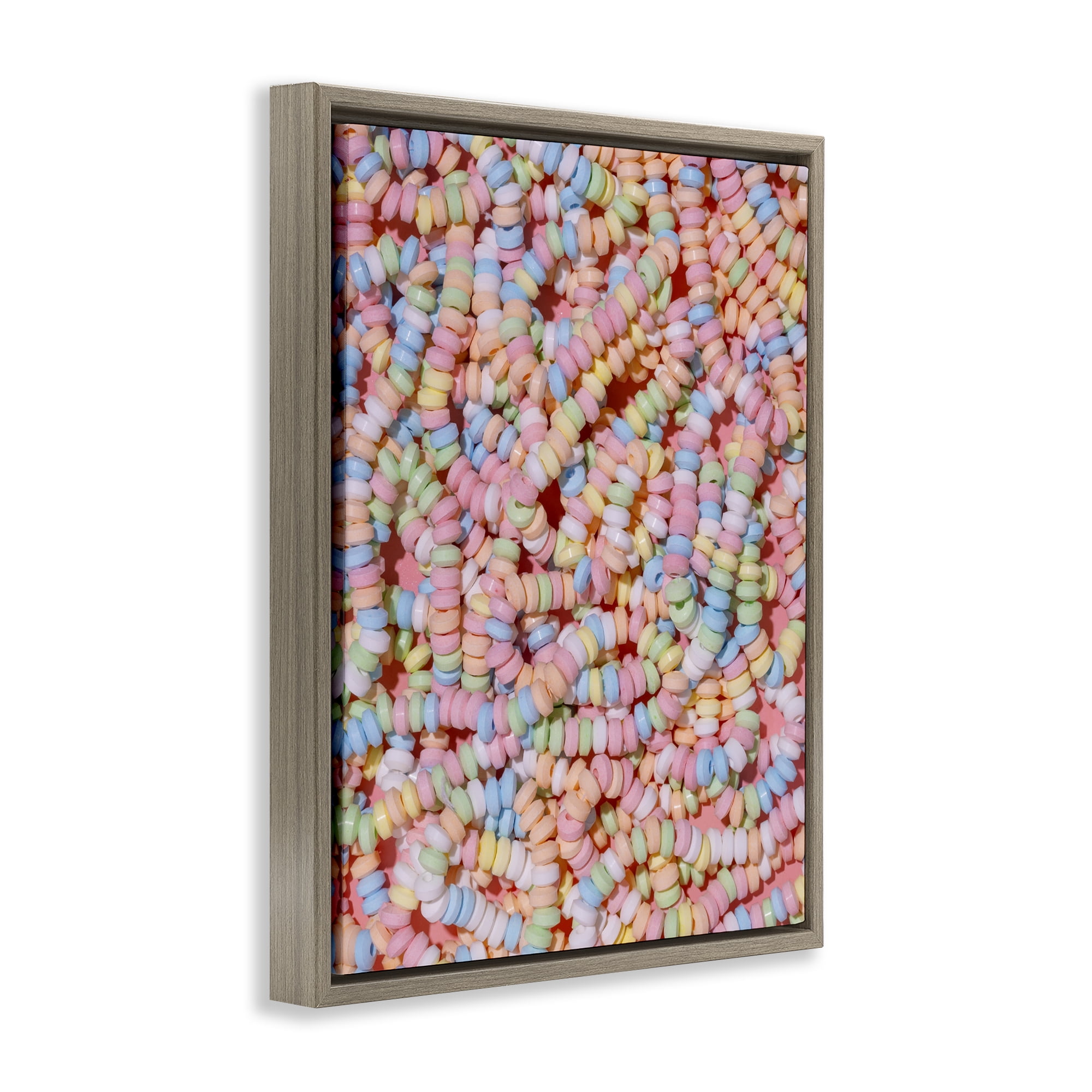 Stupell Industries Pastel Candy Necklace Brown Framed Floater Canvas Wall Art, design by LISH Creative