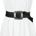 thumbnail image 4 of INSPIRE CHIC Women's Stretchy Wide Waist Belt Braided Belts for Dress Square Buckle Black, 4 of 4
