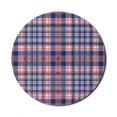 thumbnail image 1 of Checkered Mouse Pad for Computers, Pink and Blue Colored Repeating Pattern with Intersecting Lines and Squares, Round Non-Slip Thick Rubber Modern Mousepad, 8" Round, Navy Blue Pink, by Ambesonne, 1 of 2