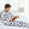 thumbnail image 6 of Sikiie blue Snowflake Prints Mens Pajama Set, Soft Warm Long Sleeve Sleepwear, Cozy Button-Down Pjs for Men-X-Large, 6 of 7