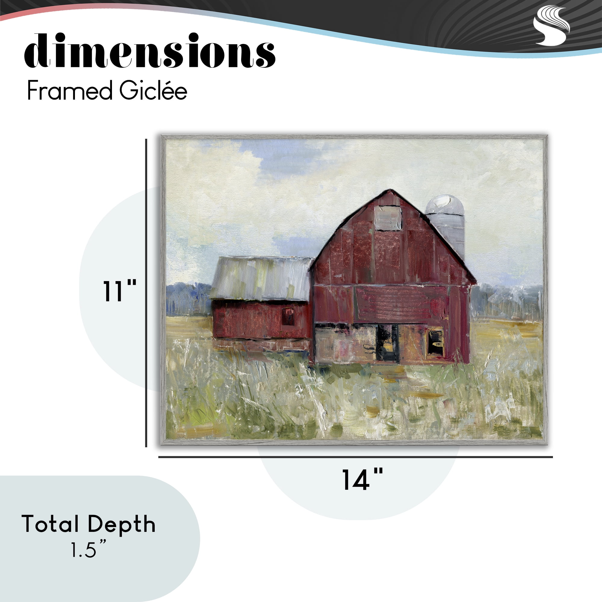 Stupell Industries Red Rugged Barn Gray Framed Giclee Art, design by Sally Swatland