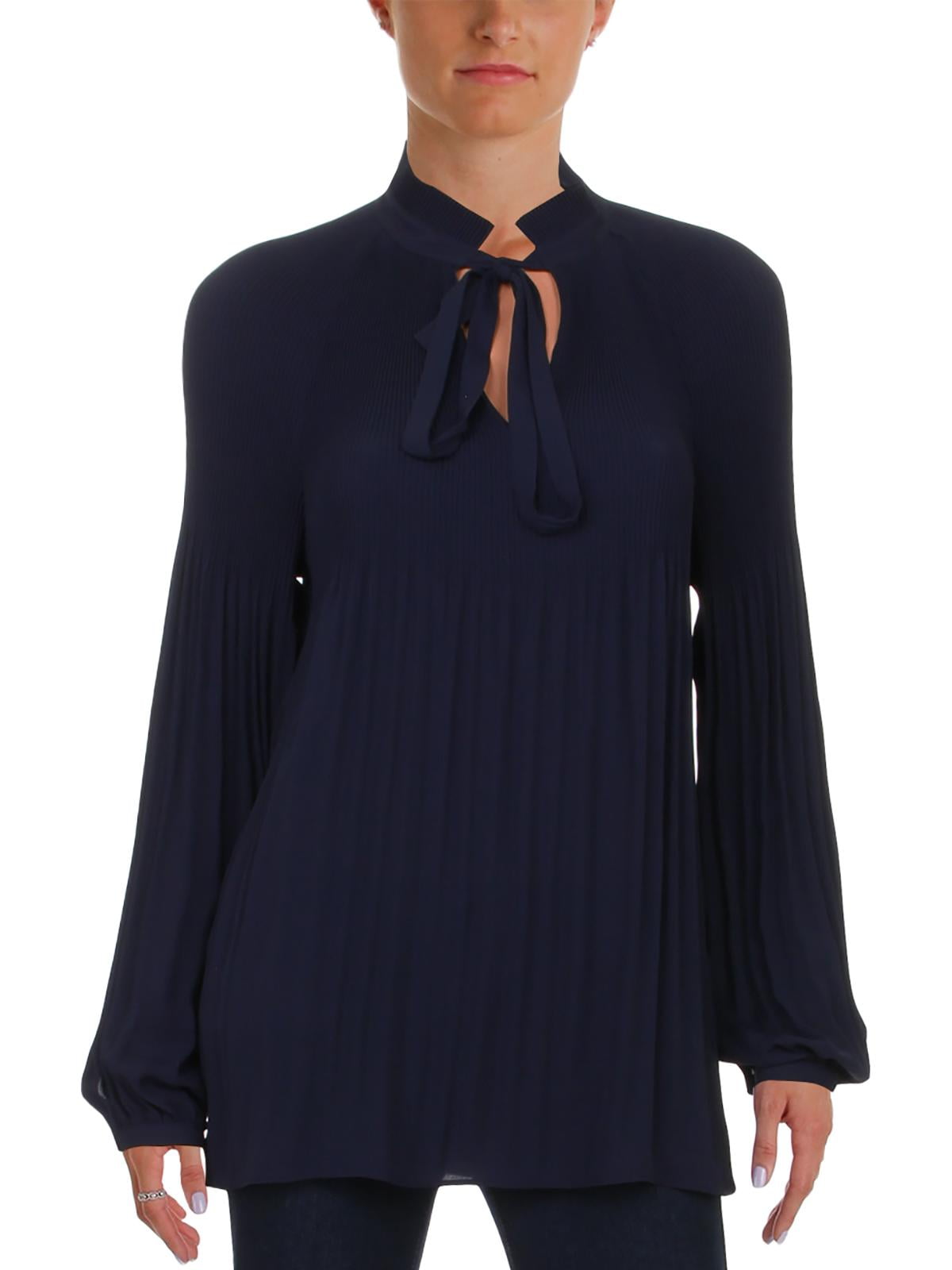 Lauren Ralph Lauren Womens Accordian Pleated Long Sleeves Blouse