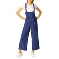 thumbnail image 3 of Allegra K Women's Button Front High Waist Belted Straight Fit Overall Jumpsuit, 3 of 7