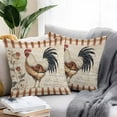 thumbnail image 2 of Waterproof Throw Pillow Covers Set of 2, 18x18 Inch Vintage Rooster Decorative Pillowcases Outdoor Pillow Slip Cushion Covers Set for Couch Tent Watercolor Spring Floral Farmhouse Animals, 2 of 7